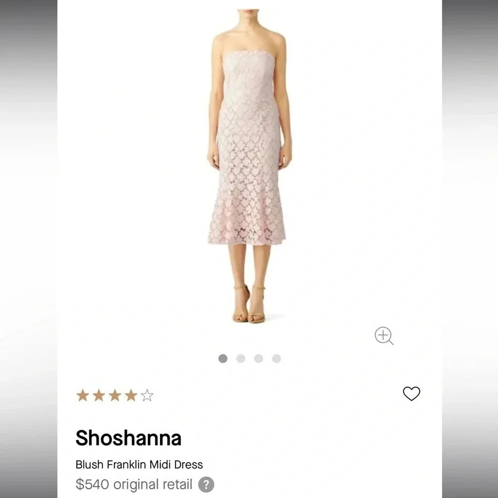 SHOSHANNA BLUSH PINK LACE FRANKLIN MIDI DRESS - Picture 3 of 12